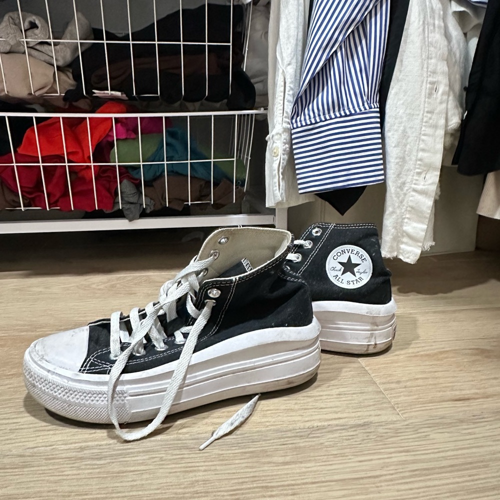 Converse Black and White Platform Sneakers
